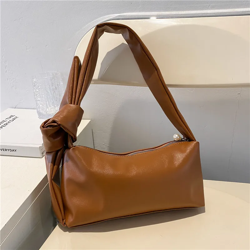 

2021 Fashion Soft Surface Solid Color Underarm Bag Female Retro Large-capacity Casual Wide-shoulder Single-shoulder Bag