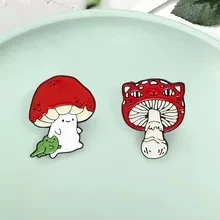

1 Pcs Unique Mushroom Enamel Pin Bag Clothes Lapel Pin Badge Cat Face Kids Friends Brooches Cartoon Custom Animal Brooches Gift