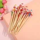10 шт.лот милые ушные отмычки для кукол, деревянные бамбуковые отмычки для ушей, средство для удаления воска, инструмент для ухода за ушами, случайный цвет, лидер продаж