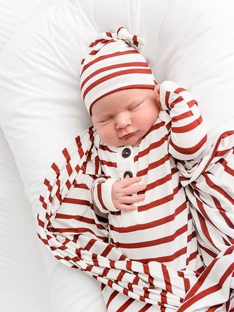 

Baby Sleep Bedding Newborn Baby Boys Girls Sleeping Bag Swaddle Striped Blanket With Hat 2Pcs