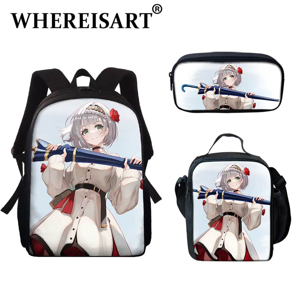 

WHEREISART Top Game Genshin Impact 3pcs/Set Backpack Children's School Bag Graceful Noelle Pattern Fashion Lunch Pencil Packages