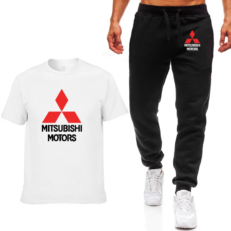 

Men's Solid Color Printed Round Neck T-Shirt And Pencil Pants Trousers Two-Piece Men's Spring And Summer Casual Suit Set