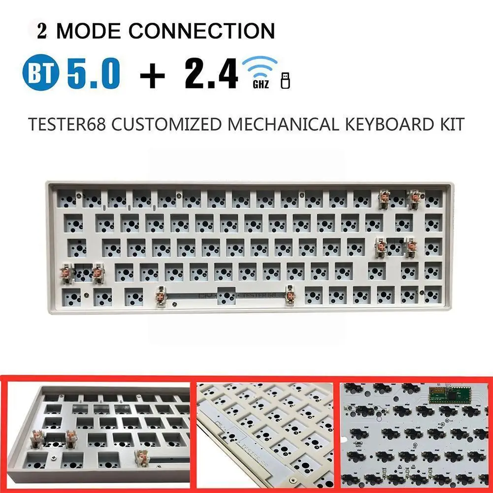 

Dual-mode Bluetooth 5.0+ Wireless 2.4g Mechanical Board Tester Tester68 Shaft Quality High Bluetooth Base Shaft Kit F3e4