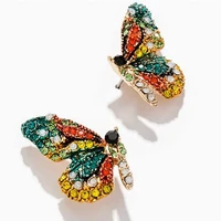 fashion all match butterfly wings earrings shiny crystal butterfly earrings girls daily party ear jewelry gifts