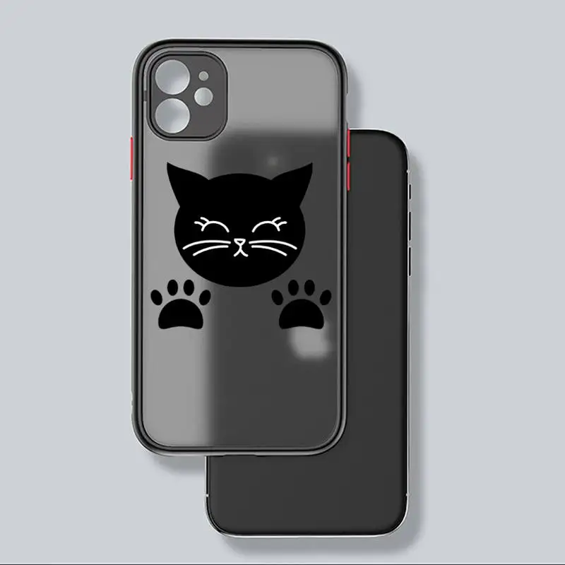 

Cute cat scratching Phone Case black matte transparent For iPhone 7 8 x xs xr 11 12 pro plus mini max Clear Funda