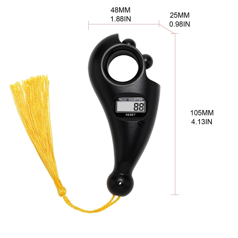 

Portable Handheld Tassel Digital Beads Counter Finger Game Toy Manual Reset Decompression Relaxation Tool for Meditation