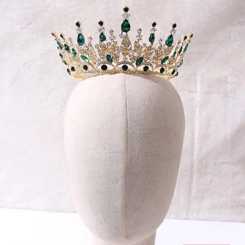 Royal Princess Diadem Bling Crystal Leaf Full Round Tiaras and Crowns Headbands for Women Girls Bride Wedding Hair Jewelry | Украшения и
