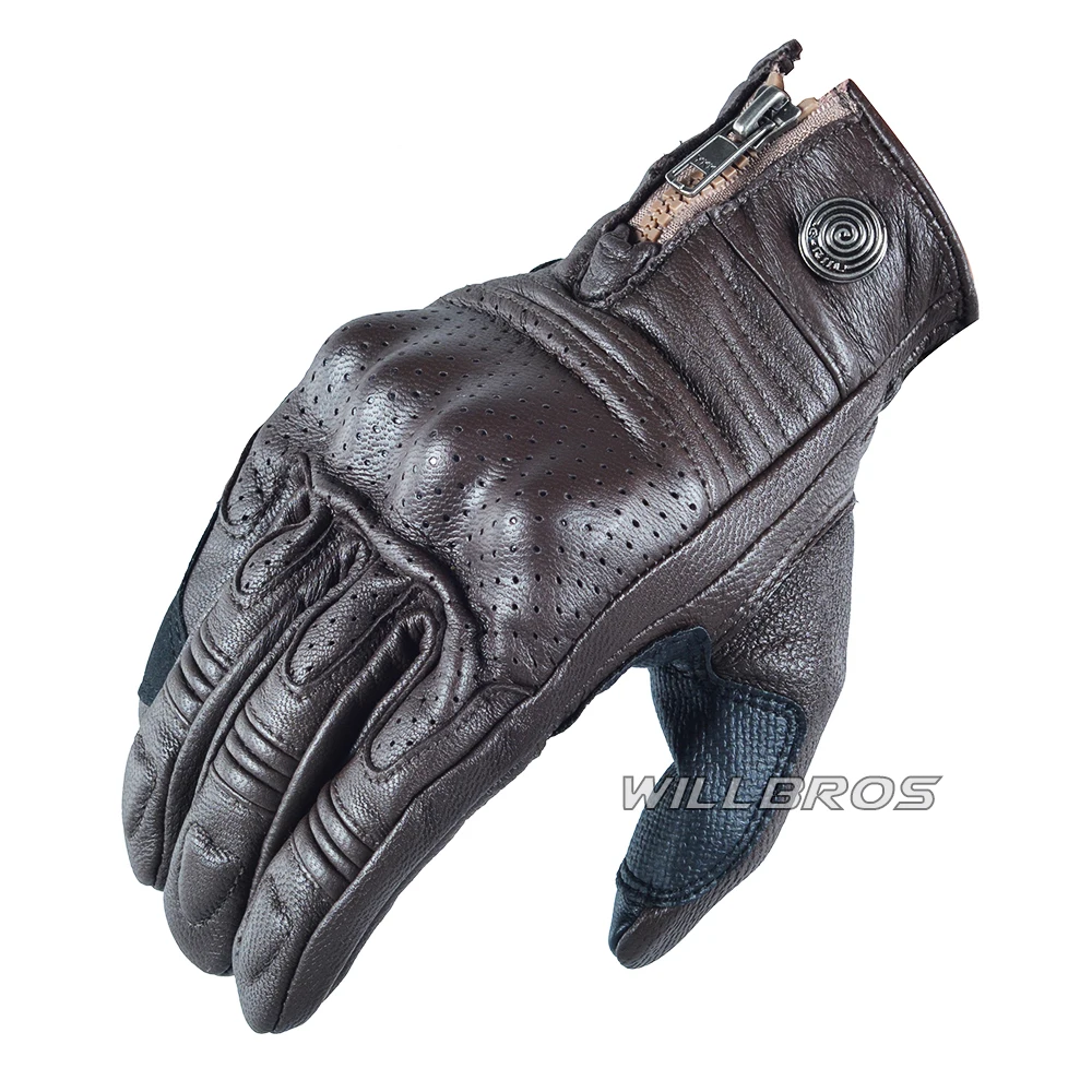 

Motorcycle Gloves Vintage For E-RIIL Leather PVC Full Finger Waterproof Motocross Spring Autumn Locomotive Cycling Offroad