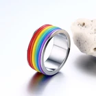 Креативное минималистичное молодое и энергичное Радужное кольцо из титановой стали, кольцо на палец для мужчин и женщин, ювелирные изделия для пар, подарки