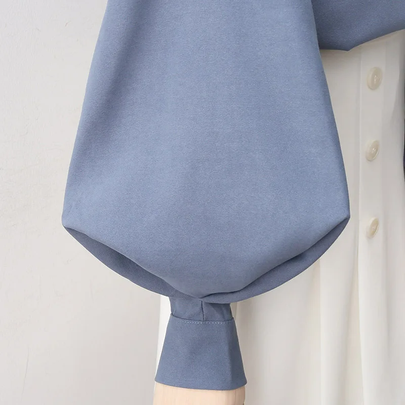 

Korean style women blouse autumn solid shirts 2020 lantern sleeve o neck with buttons loose casual female blouses blusas mujer