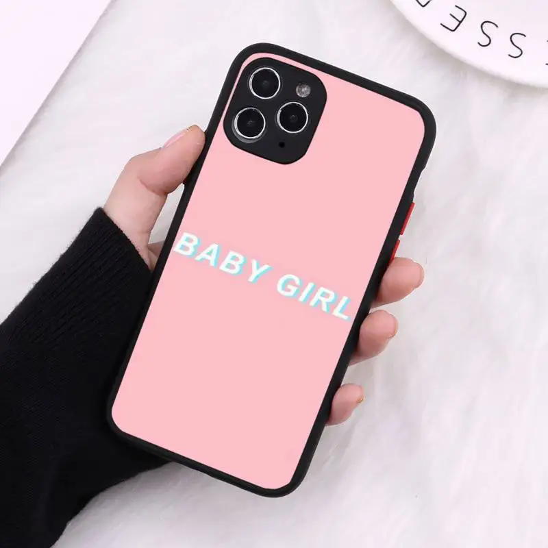 

Babe babygirl honey line Text art Painted Phone Case Matte Transparent for iPhone 7 8 11 12 s mini pro X XS XR MAX Plus cover