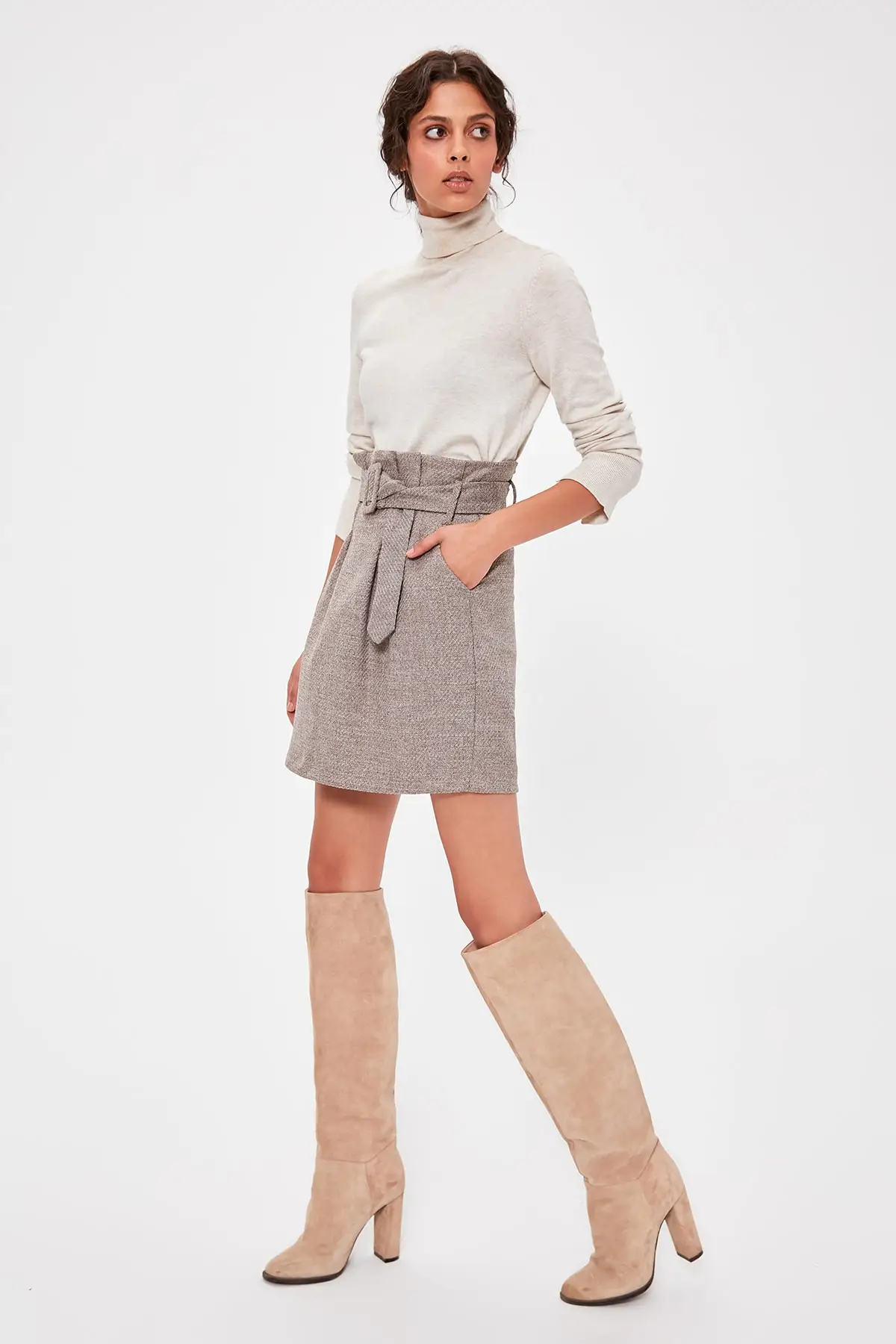 Трендовый норковый пояс юбка TOFAW19ST0119|Женские юбки| |