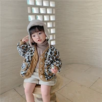 girls coat kids jacket buttons 2021 leopard plus velvet thicken warm winter autumn long sleeve cotton fleece childrens clothin