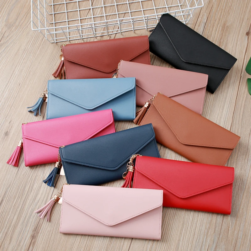 

2021 Fashion Women Wallets Simple Zipper Purses Black White Gray Red Long Section Clutch Wallet Soft PU Leather Money Bag