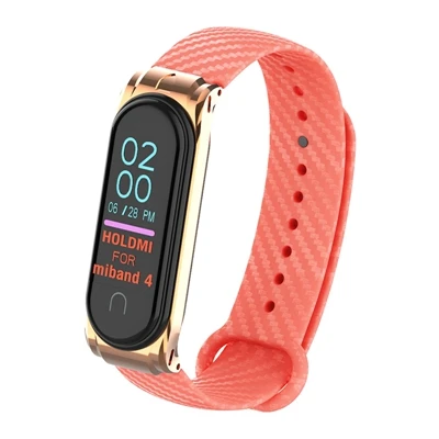Red band 4 3 Металлический браслет из нержавеющей стали mi Band 4 Модный Цветной ремешок из углеродного волокна для mi Band 4 3 Xiaomi mi Band 4 сменный Браслет - Цвет: Red band 4 3