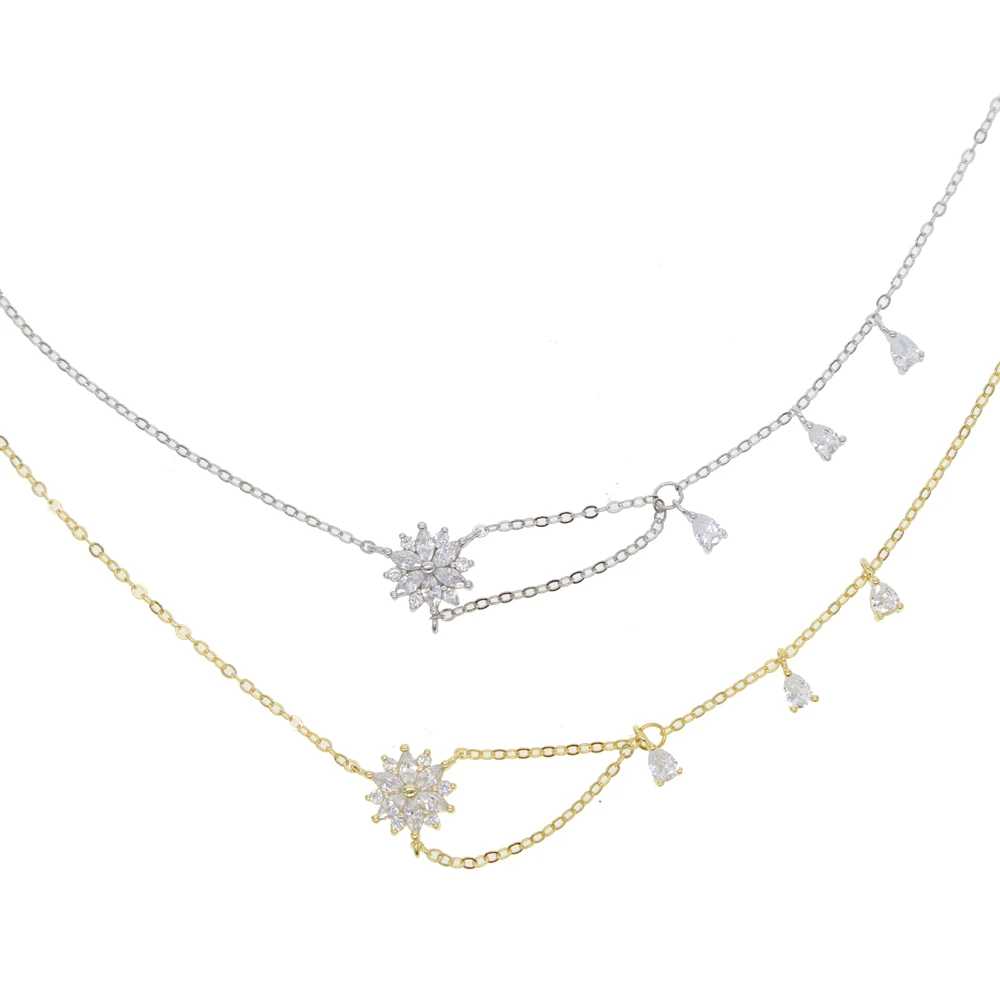 Женский чокер из серебра 2018 пробы с фианитами|Ожерелья| |