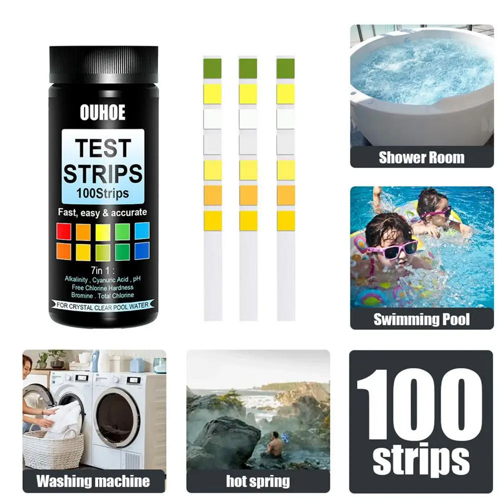 

7 In 1 Swimming Pool Water Quality Test Paper 100 100 Test Strips PH Test Paper Drinking Water Test Strip Home Spa Water Test