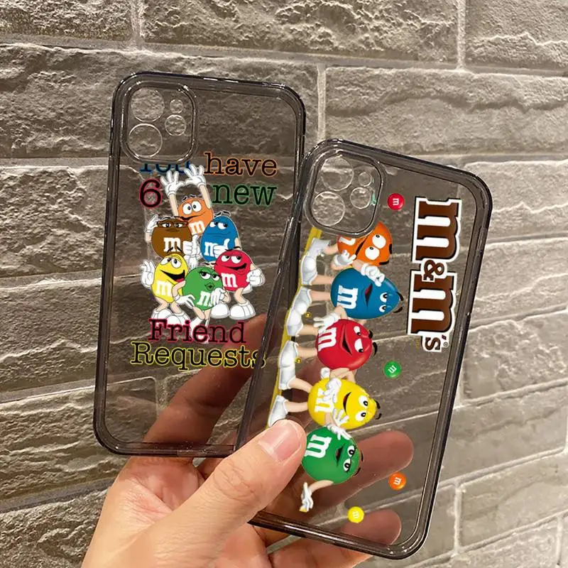 

M&M's Chocolate Nutella Bottle Phone Case For iPhone 7 8 11 12 X XS XR MINI Pro Max Plus Retro Black Grey clear transparent