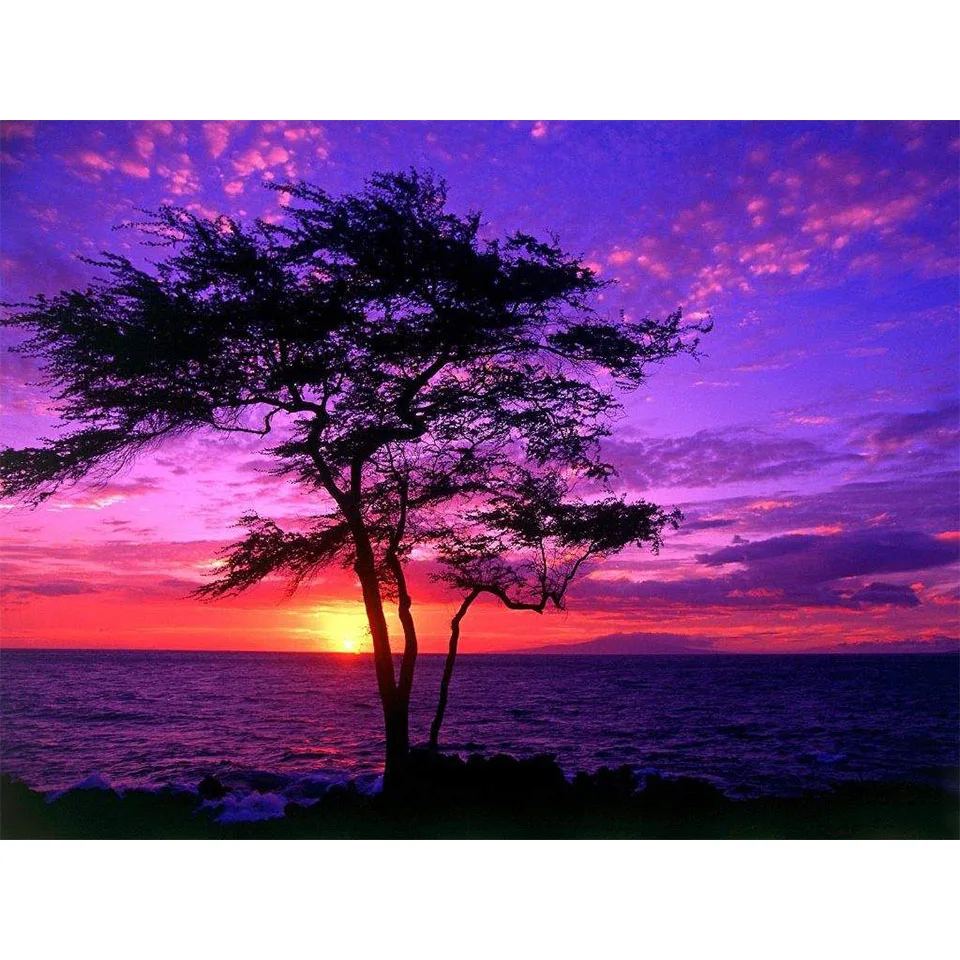 

DIY Diamond Painting Kit Sunset Seascape Full Round Drill Diamond Home Decor Painting Rhinestone Embroidery Diamond Art Kit
