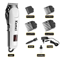 kemei professional men hair clipper rechargeable lcd wireless electric shaver styling tool carbon steel cutting km 809a