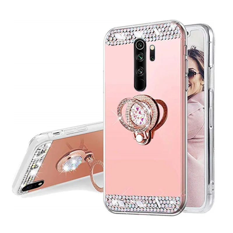 Чехол для Redmi Note 7 Pro зеркальный силиконовый чехол с кольцом 5 6 8 Xiaomi Mi 10 9 9s 8T 8A 7A 6A