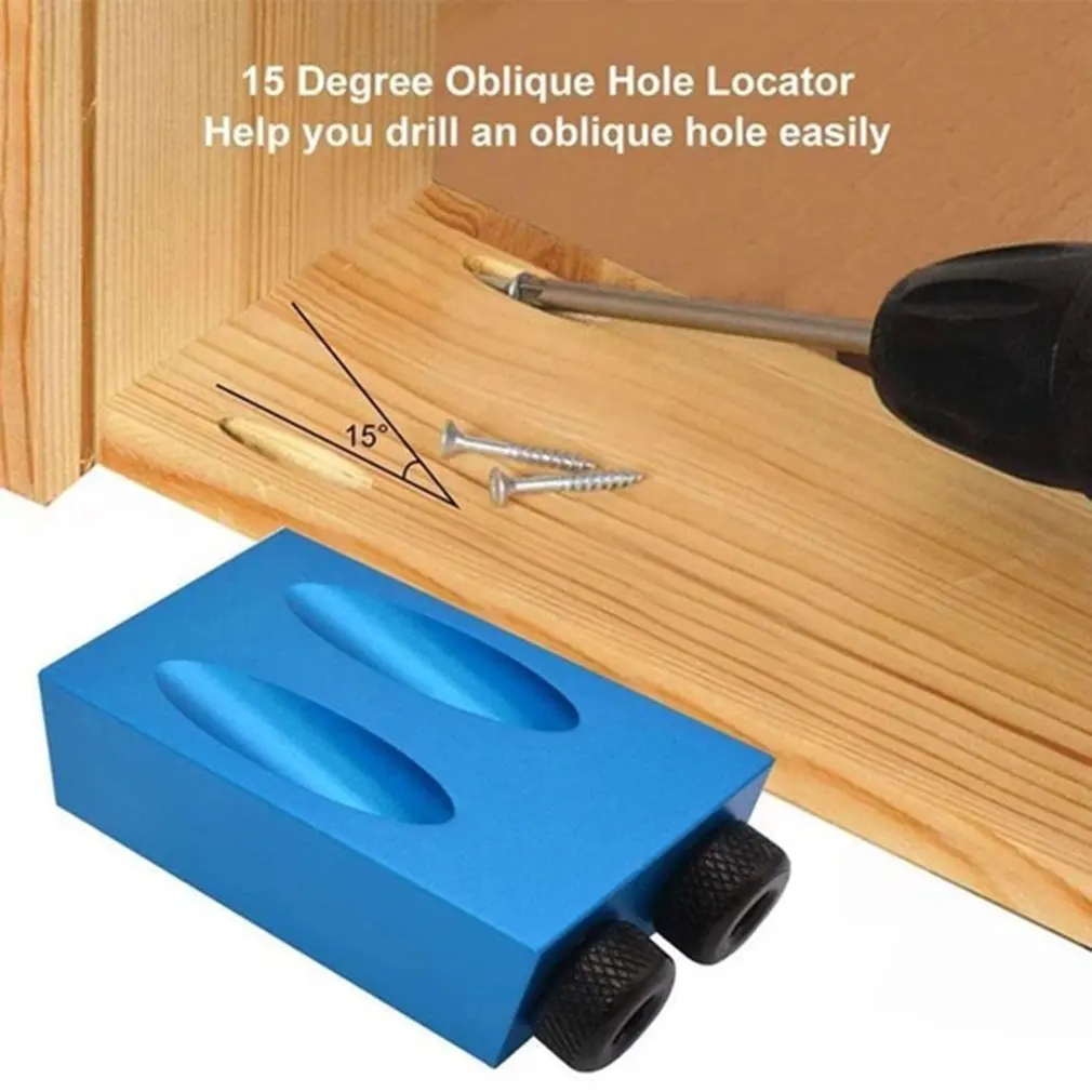 

7 pcs/set Woodworking punch positioner Oblique hole positioning drill Three point drill 15 degree inclined hole positioning