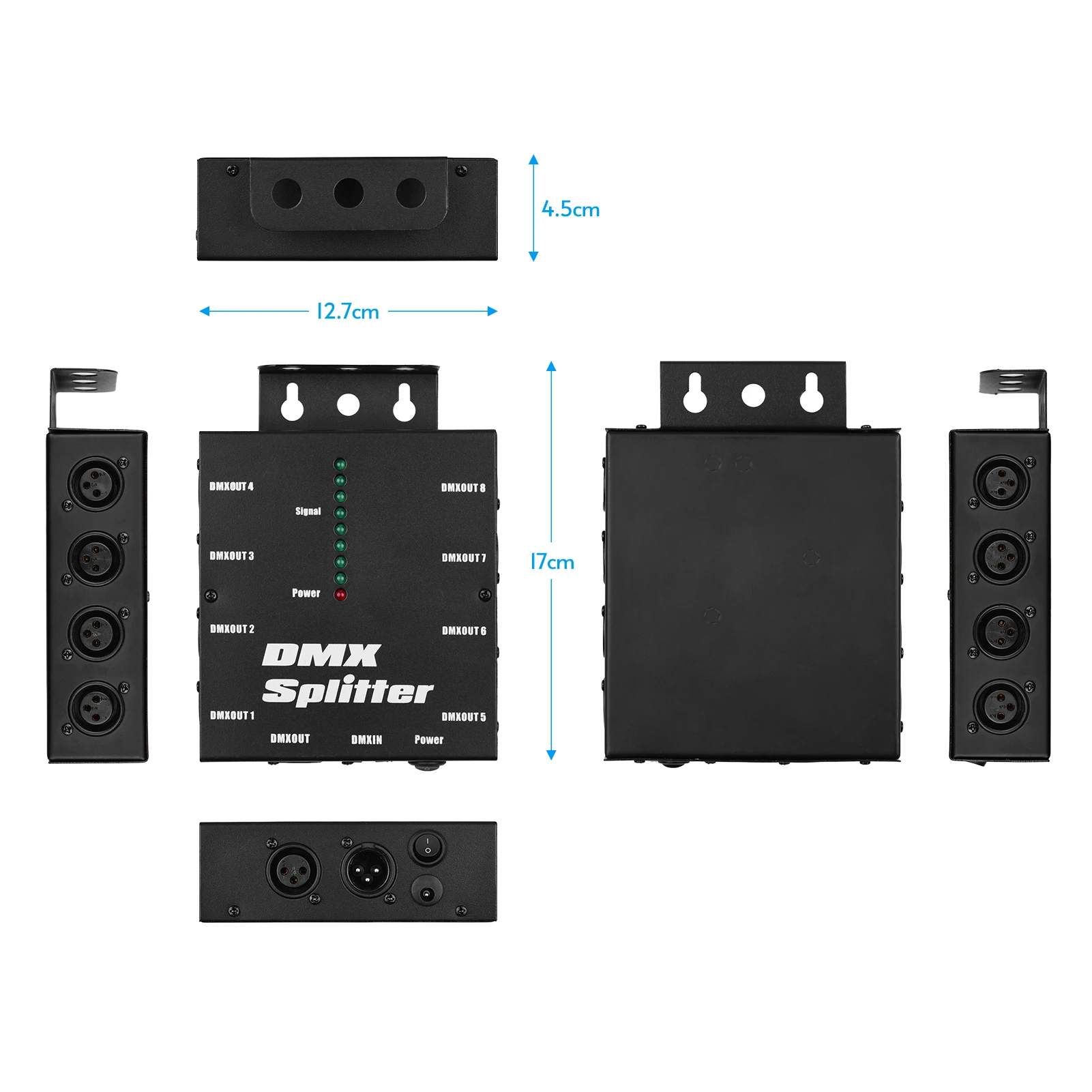 

DMX512 Optical Signal Amplifier Spliter Distributor 1 Direct Input & Output 8 Independent Outputs for Light Controller Stage