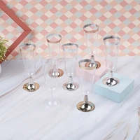 6pcsset disposable red wine glass plastic champagne flutes glasses cocktail goblet wedding party supplies bar drink cup 170ml