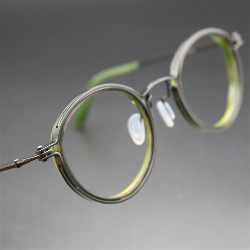 Zerosun Titanium Glasses Frames Male Vintage Round Eyeglasses Men Spectacles for Prescription Read Nerd Optical Eyewear