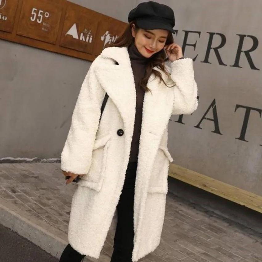 Новая модная женская зимняя парка для девочек пальто из овечьей шерсти с