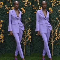 purple elegant women suits custom made peaked lapel fit slim blazers 2 pieces set jacketpants fashion office party daily coat