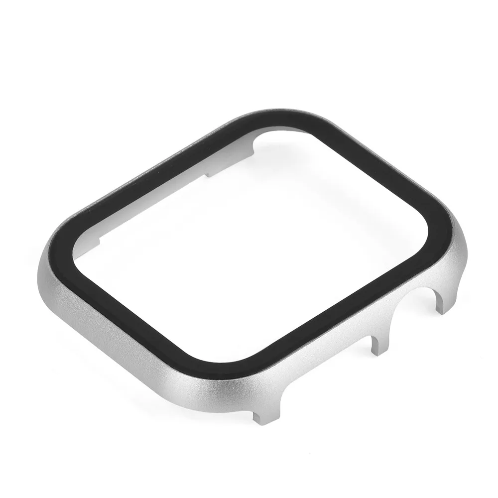 Silver Экран защита на весь корпус для наручных часов Apple Watch 40/44/38/42 мм металлической крышкой серии 5 4 3 бампер с 3D закаленное Стекло пленка аксессуары - Цвет: Silver