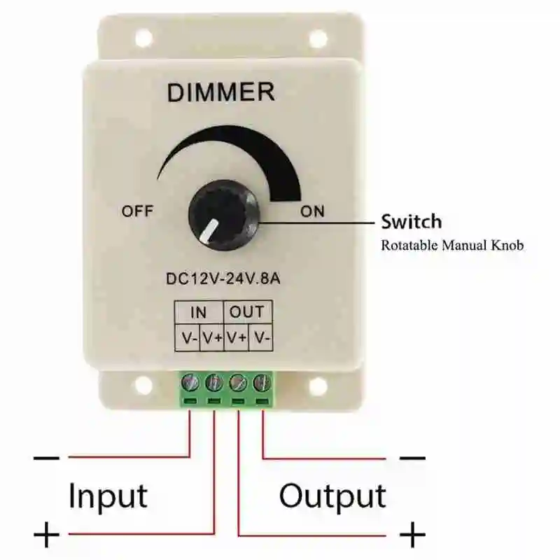 

LED dimmer switch DC 12V 24V 8A adjustable brightness monochrome bulb driver light light strip power controller D0E6