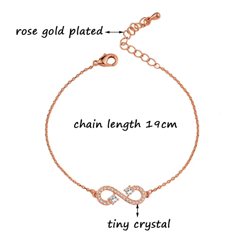 

LEEKER 2021 New Arrival Tiny Crystal Infinity Bracelet Rose Silver Color Bracelets For Girls Valentines Day Gift 021 K2