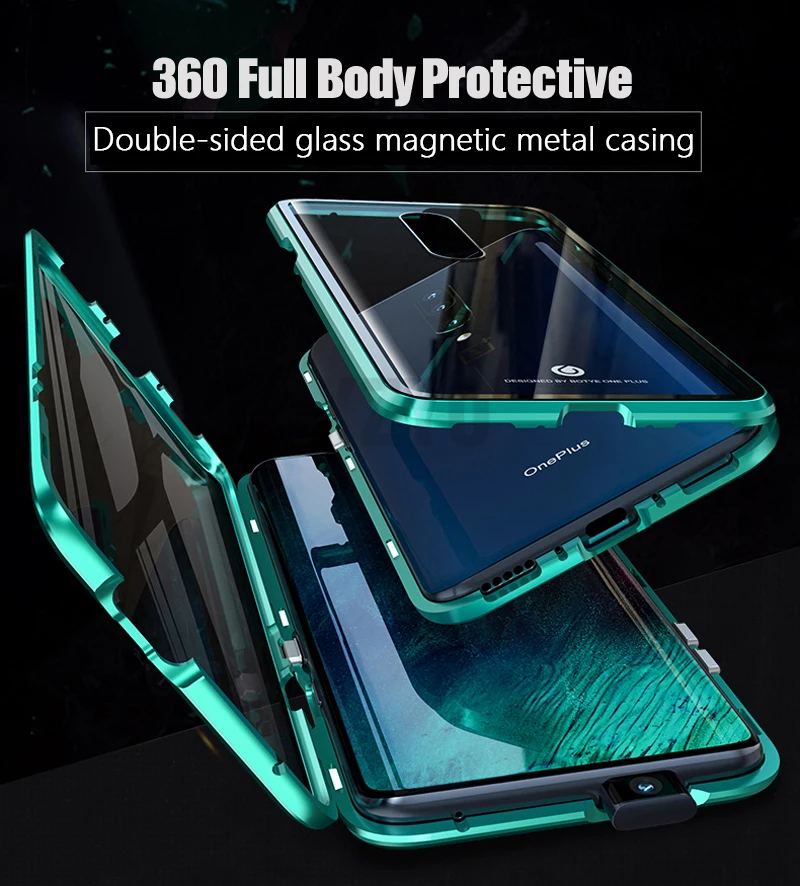 Полный корпус защитный чехол для телефона Oneplus 7 Pro Чехол Магнитный чехол для One Plus 7 Pro Чехол передняя+ Задняя стеклянная крышка