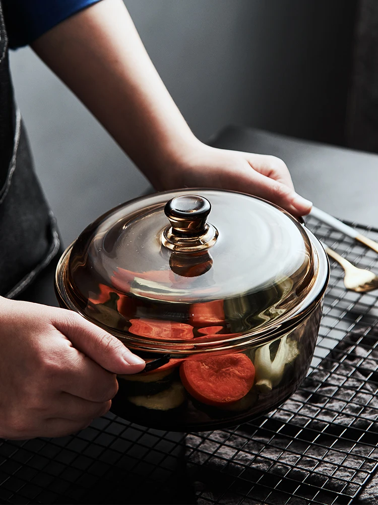 Чаша для микроволновой печи бытовая термостойкая закаленная стеклянная чаша