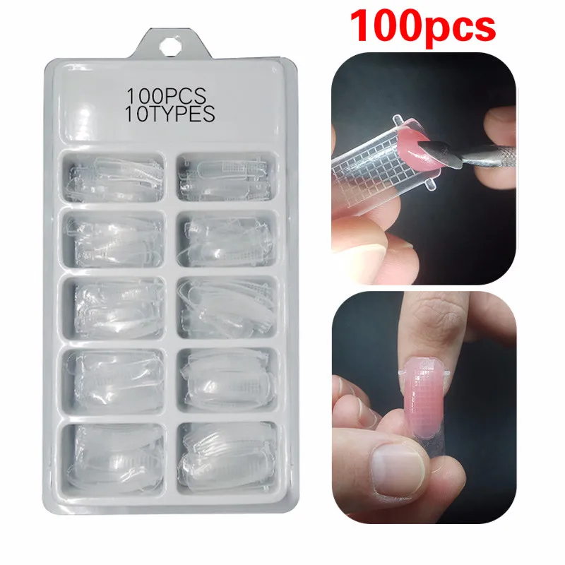 100 шт. прозрачные накладные ногти во французском стиле искусственные для