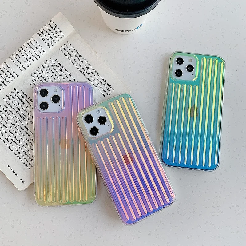 

Gradient Rainbow Laser Cases For iPhone 12pro X XS Max XR Transparent Soft Fundas For iPhone 11 XR 7 8 Plus Clear Acrylic Covers