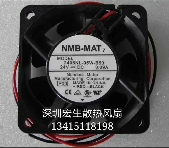 

NMB-MAT 2408NL-05W-B50 P00 DC 24 В 0,09a 60x60x20 мм 2-проводной Вентилятор охлаждения сервера
