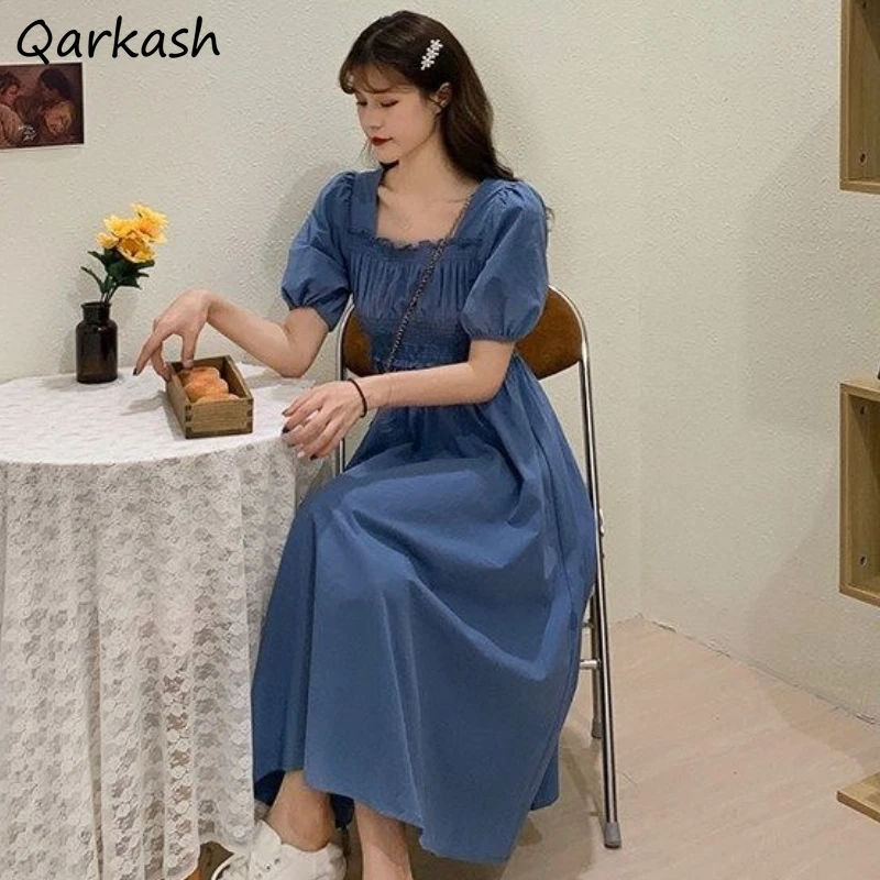 Однотонное женское летнее повседневное французское стильное сарафан для