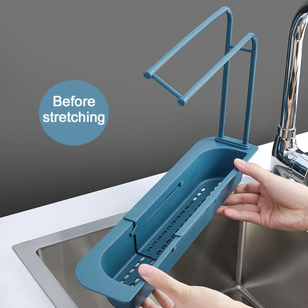 

Telescopic Sink Shelf Soap Sponge Drain Rack Storage Basket Bag Faucet Holder Adjustable Bathroom Holder Sink Kitchen Accessorie