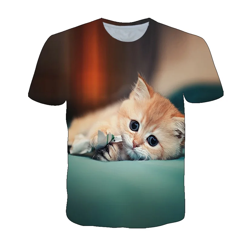 

2021 Summer Short-Sleeved Cute And Cute Animal T-Shirts For Boys And Girls 3D Printing Street Fashion t-shirts Fashion Casual O-