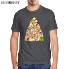 100% хлопковая футболка с рисунком собаки, топы, корги, Рождественская елка, собака, Санта, веселые рождественские подарки, футболка, Мужская кавайная одежда, футболка