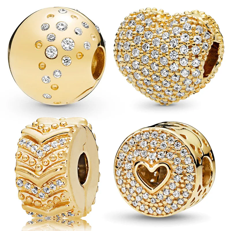 Модные бусины шармы в форме сердца из серебра 925 пробы цвета розового золота