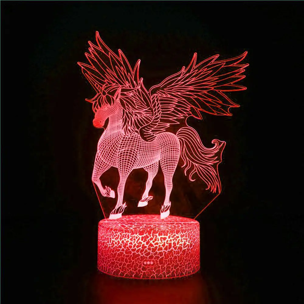 

3D USB Unicorn Night Light Colorful LED Lights for Home Room Decor Touch Remote Control Table Desck Lamp Holiday Birthday Gift