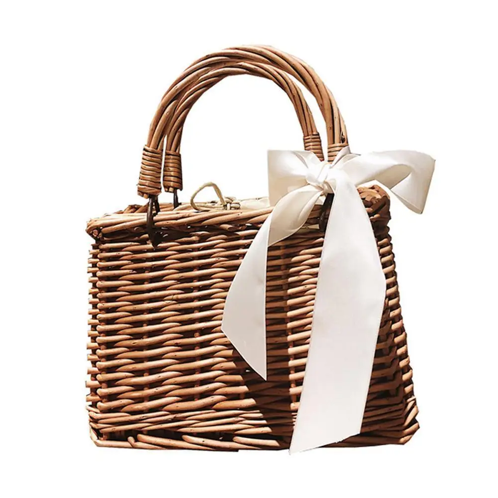 

Beach Straw Bags Women Summer Handbag Rattan Square Cross Bohemia Woven Bag Bali Body Box Handmade Tote Bag T0K2