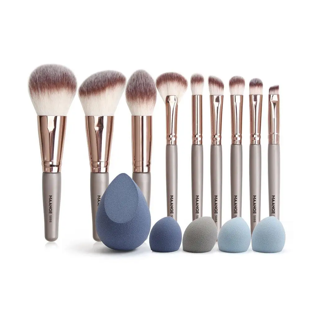 

MAANGE Pro 9Pcs Pink Makeup Brush with Mini Sponge EyeShadow Set up Make Tool Eyeliner Powder Blush Beauty Eyelash D2E7