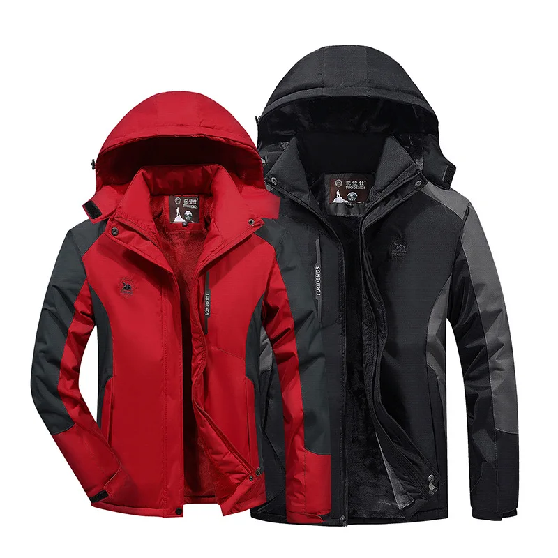 Outdoor Raincoat Jacket COUPLE'S Ski Riding Clothes Plus Velvet Padded Waterproof Warm Middle-aged Cotton- | Спорт и развлечения