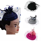 Заколка для волос женская, с вуалью, однотонная, в стиле ретро