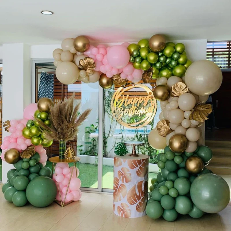 

173Pcs Retro Green Avocado Green Balloon Arch Garland Kit Baby Shower Birthday Balloons Christmas Decoration 2022 Wedding Decor
